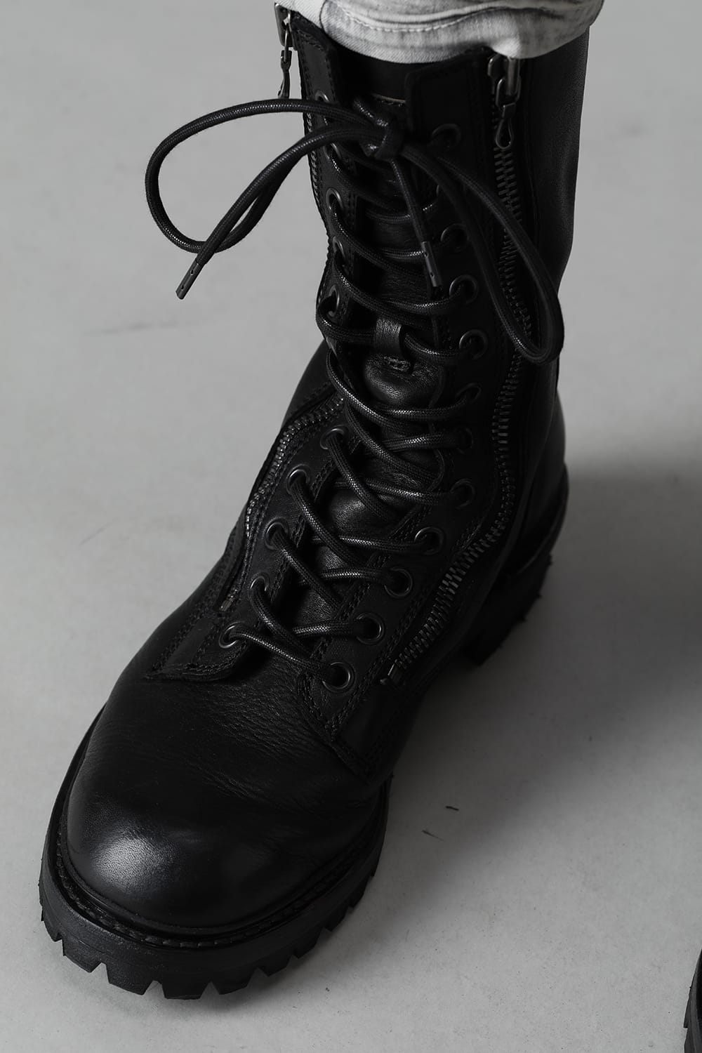 Cow Skin Lace Up Boots