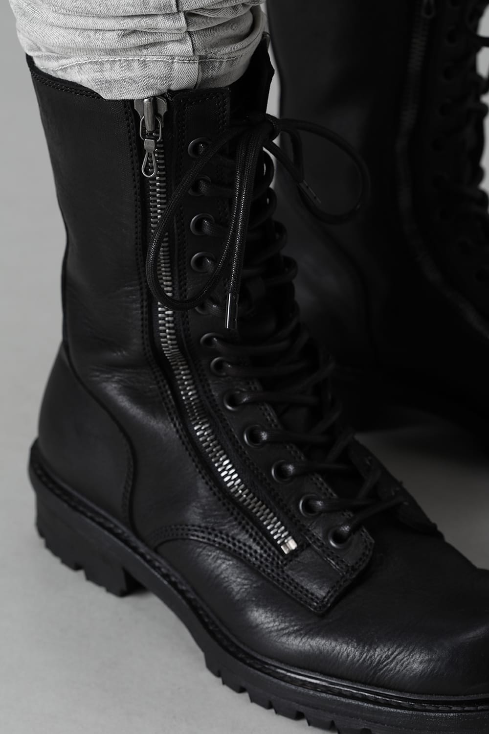 Cow Skin Lace Up Boots