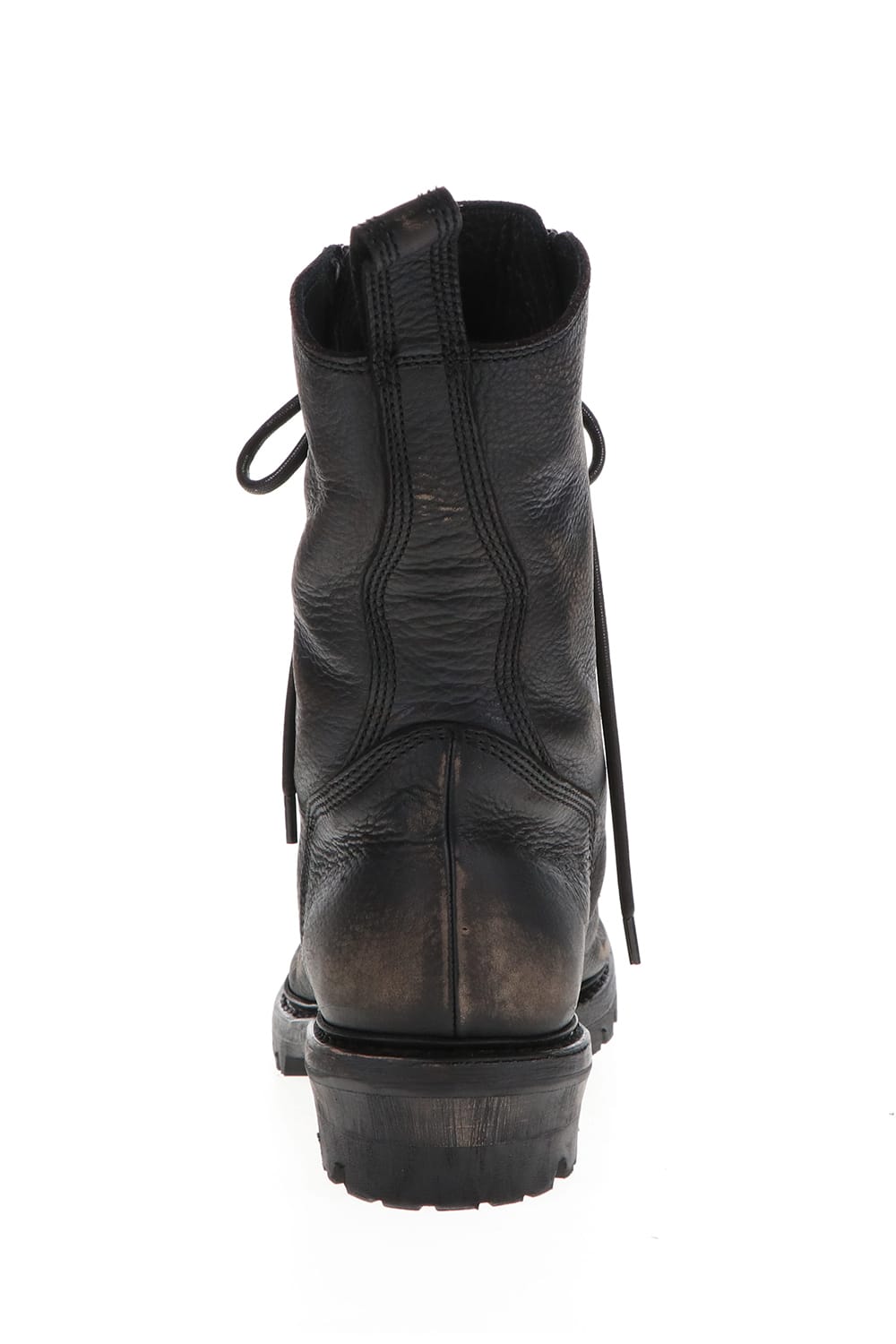 Cow Skin Damege Lace Up Boots