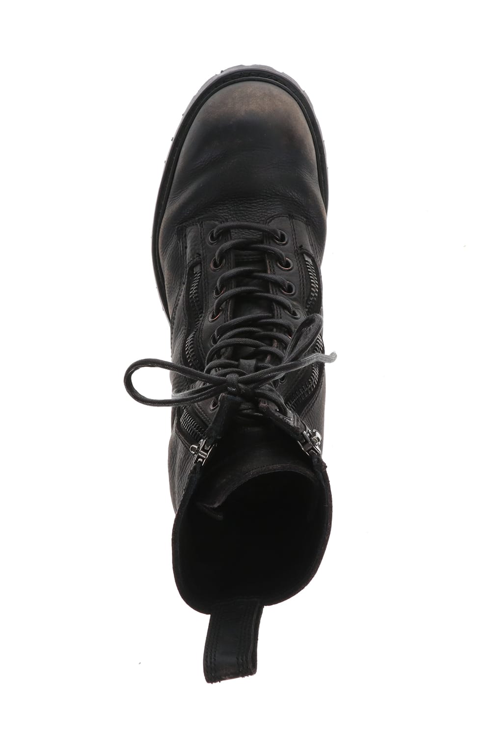 Cow Skin Damege Lace Up Boots