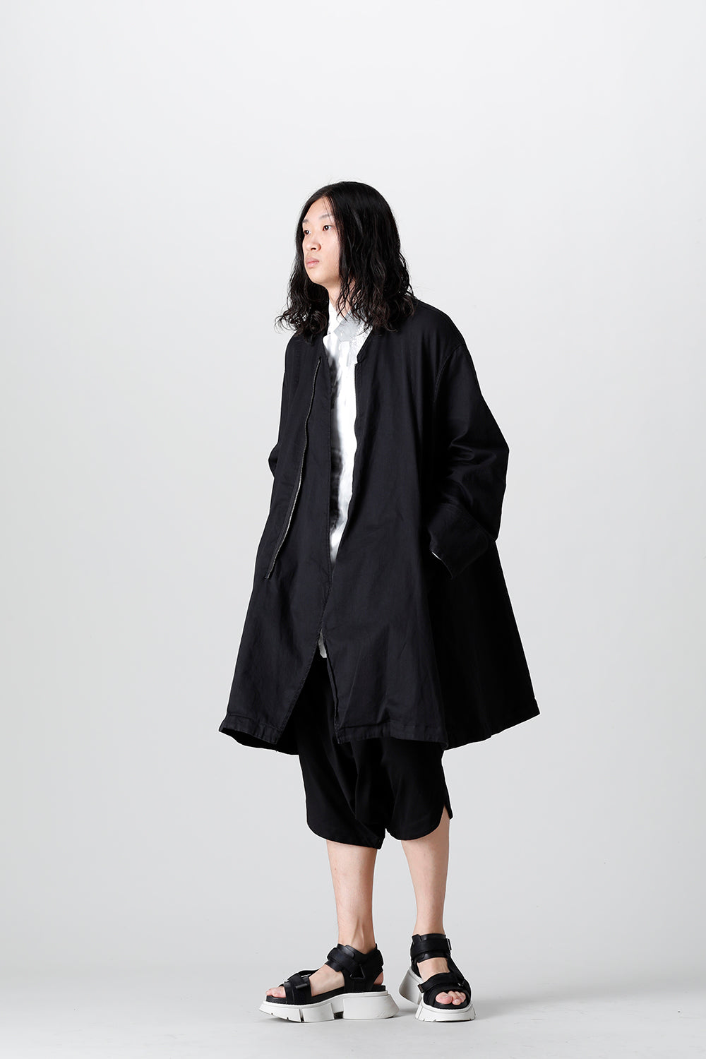 Poly Cut Denim Over Coat