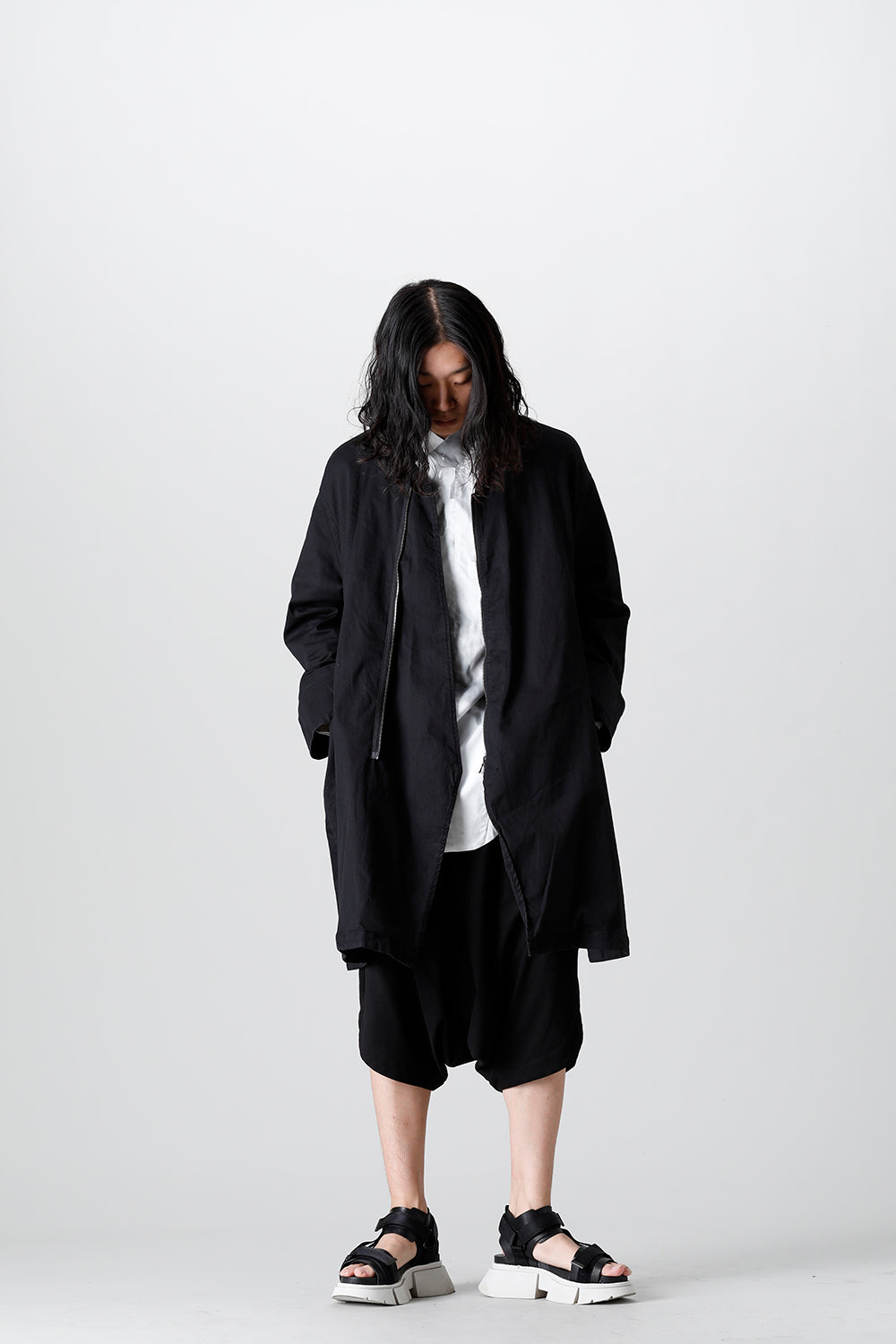 Poly Cut Denim Over Coat