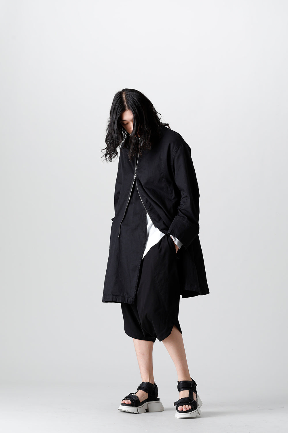 Poly Cut Denim Over Coat