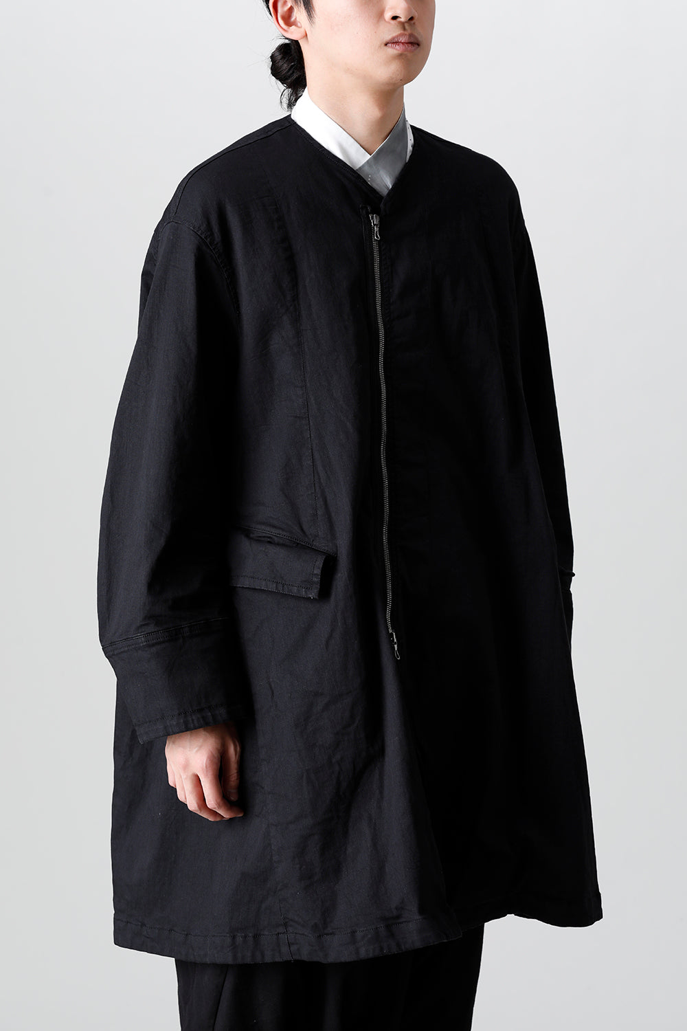 Poly Cut Denim Over Coat