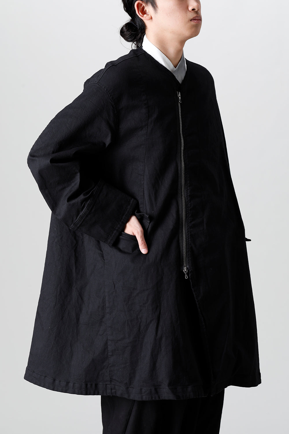 Poly Cut Denim Over Coat