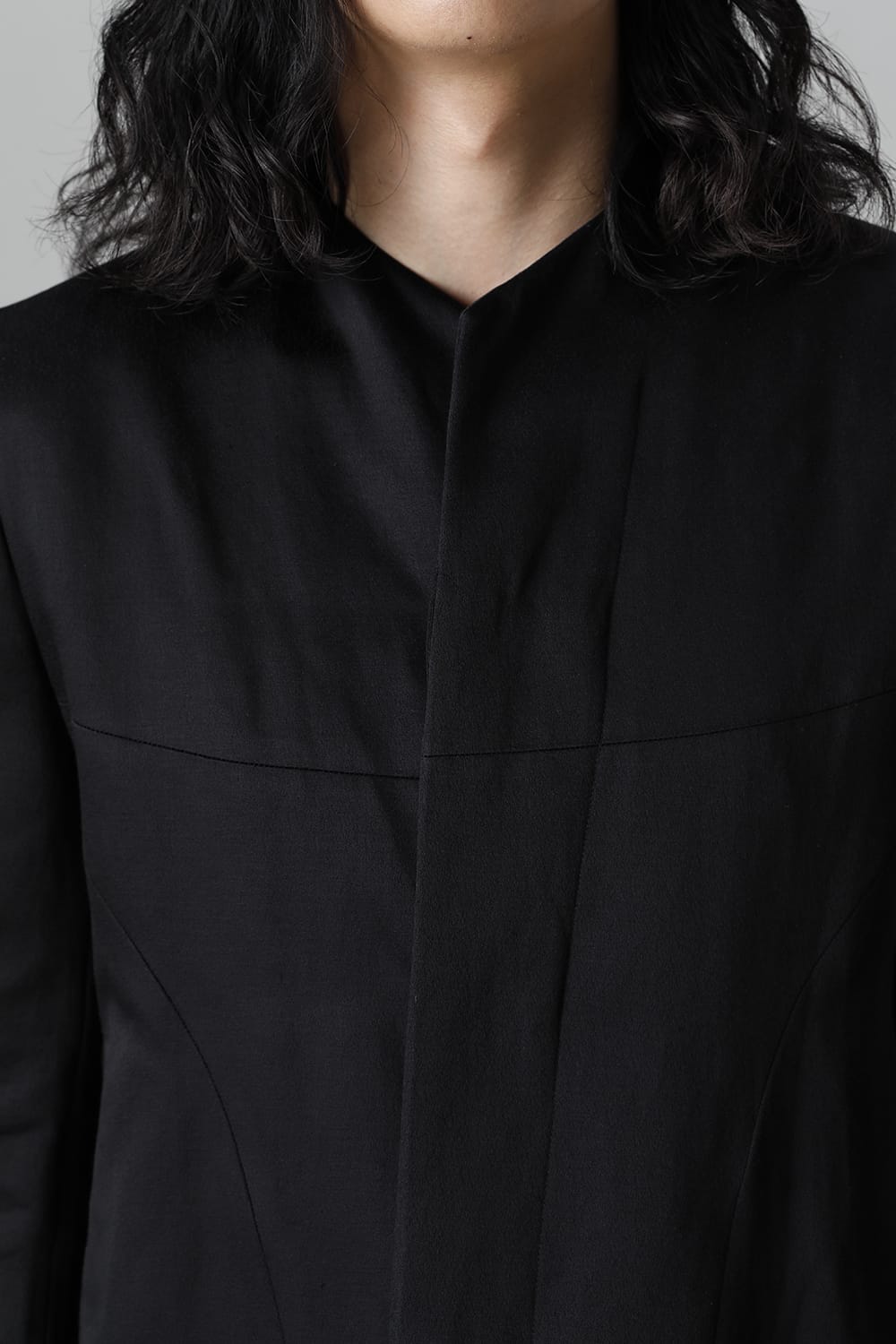 Satin jacquard Edge Tailored jacket Black