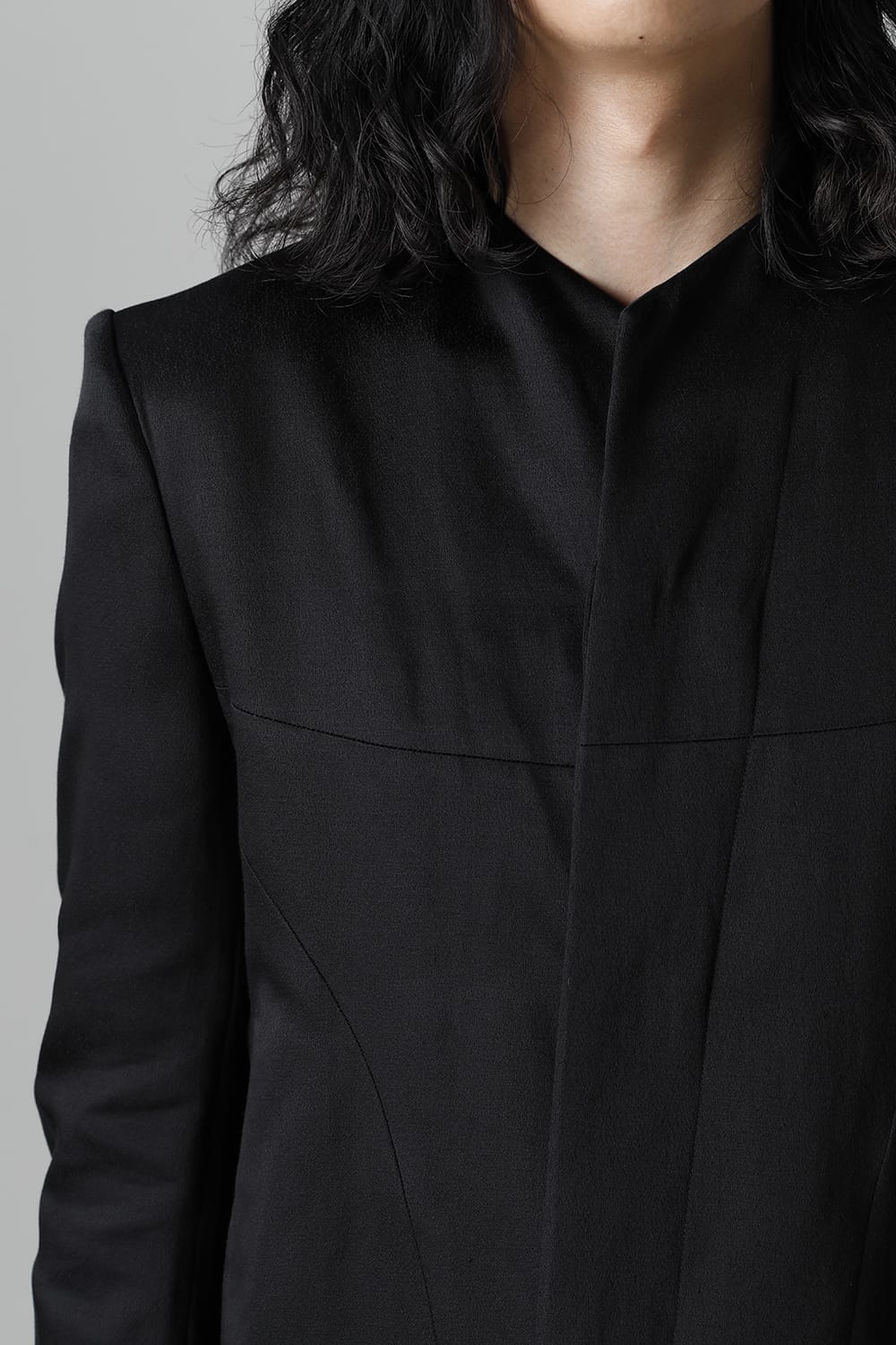 Satin jacquard Edge Tailored jacket Black