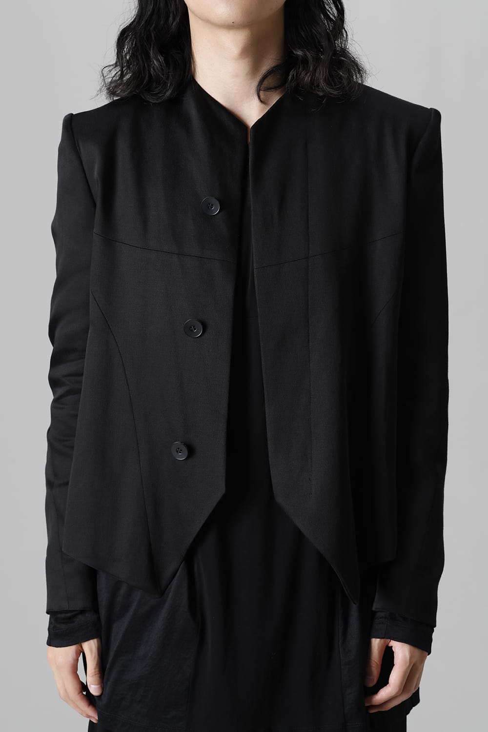 Satin jacquard Edge Tailored jacket Black