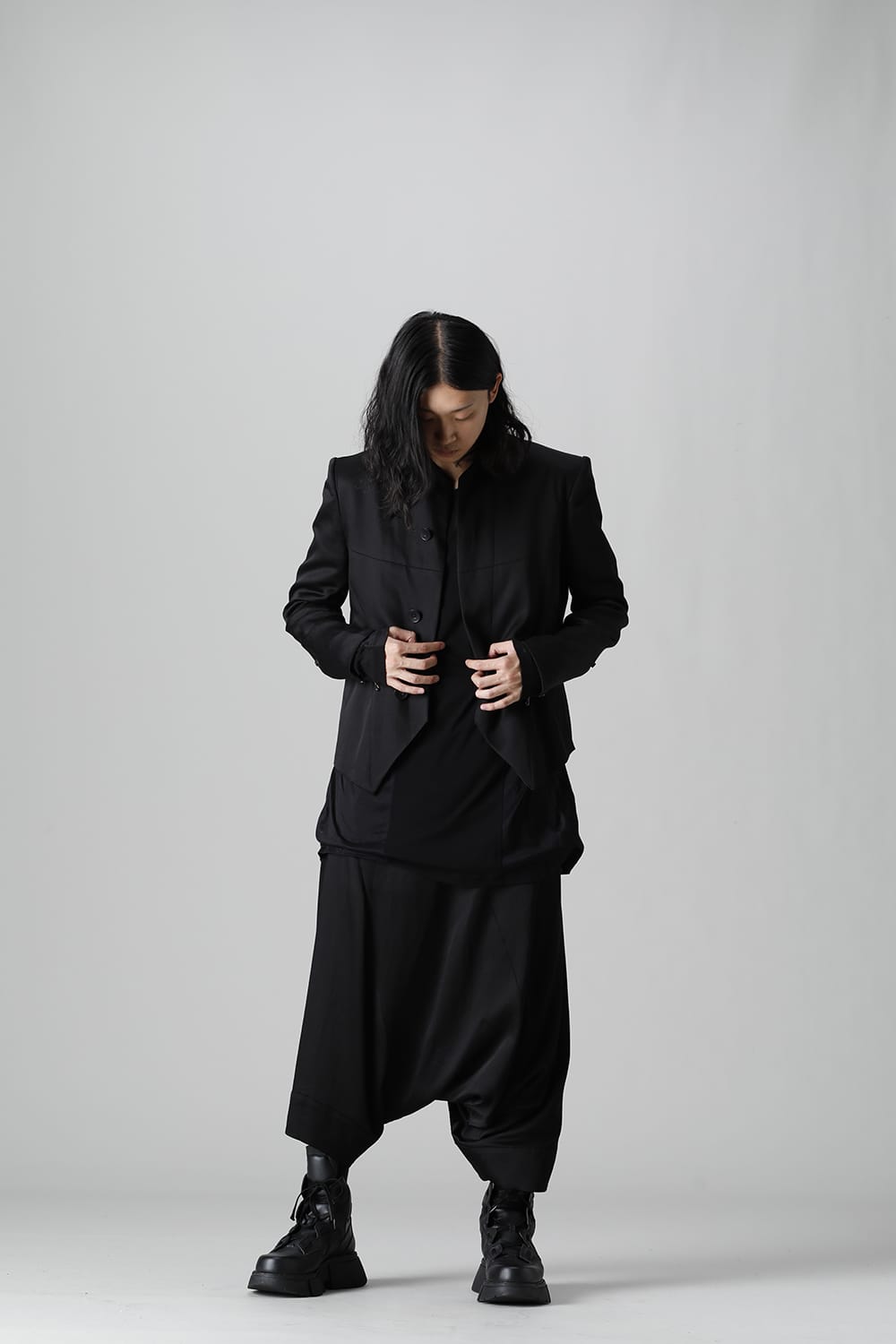 Satin jacquard Edge Tailored jacket Black