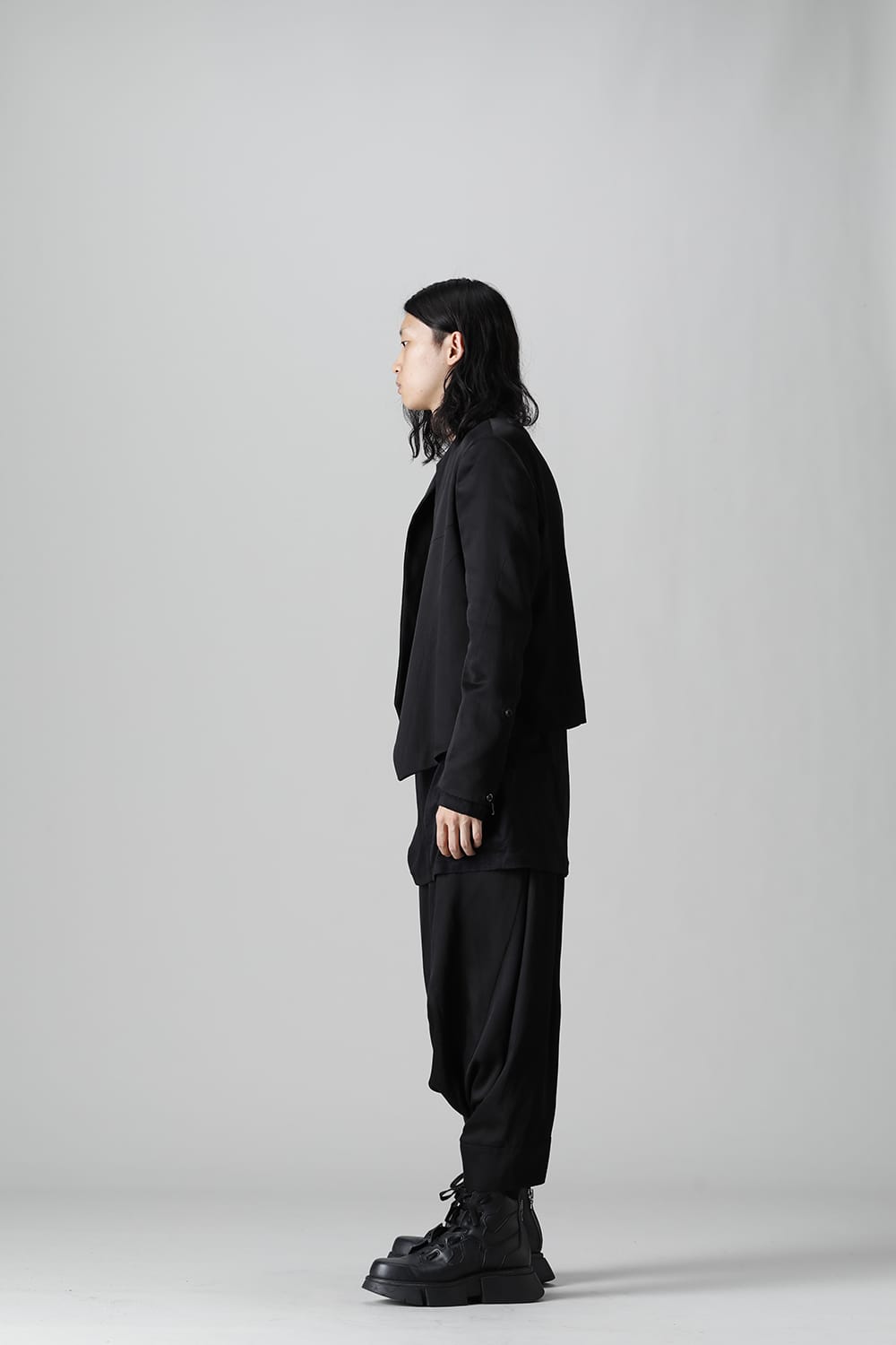 Satin jacquard Edge Tailored jacket Black