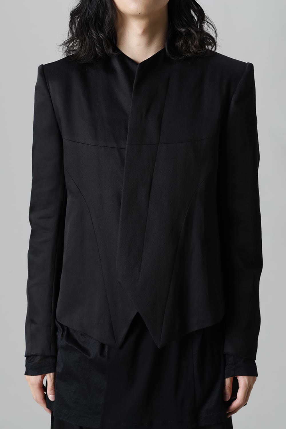 Satin jacquard Edge Tailored jacket Black