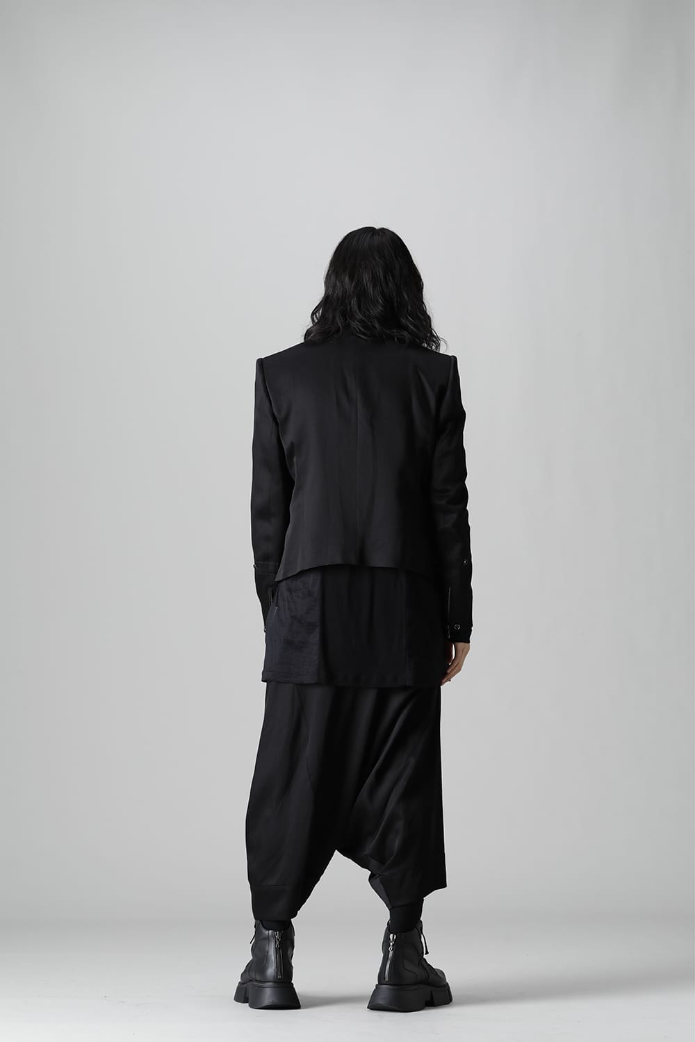 Satin jacquard Edge Tailored jacket Black