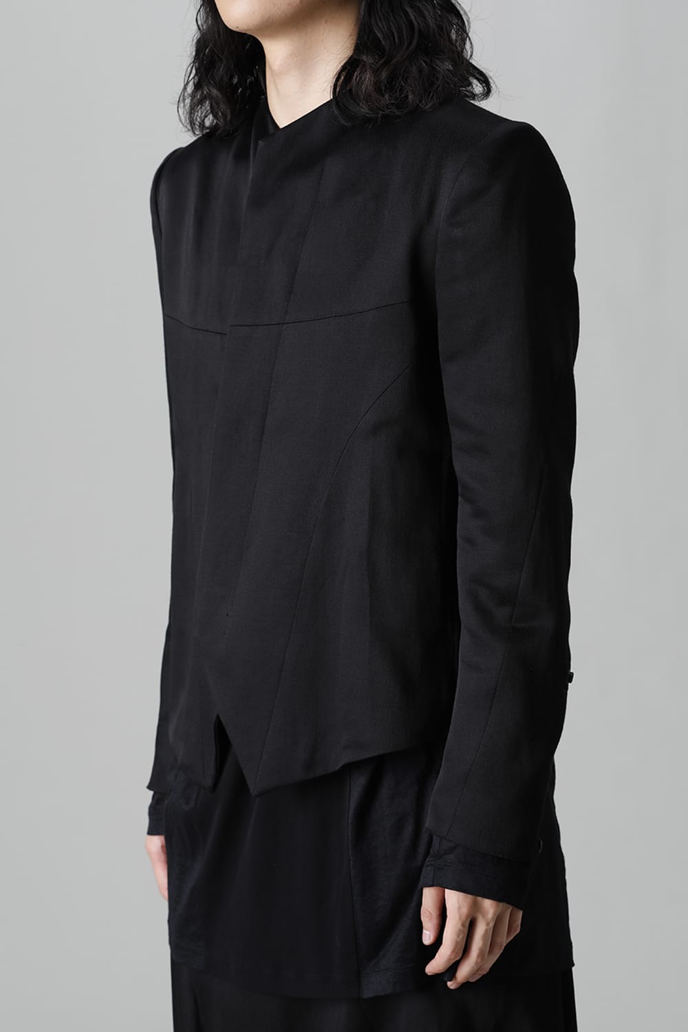 Satin jacquard Edge Tailored jacket Black