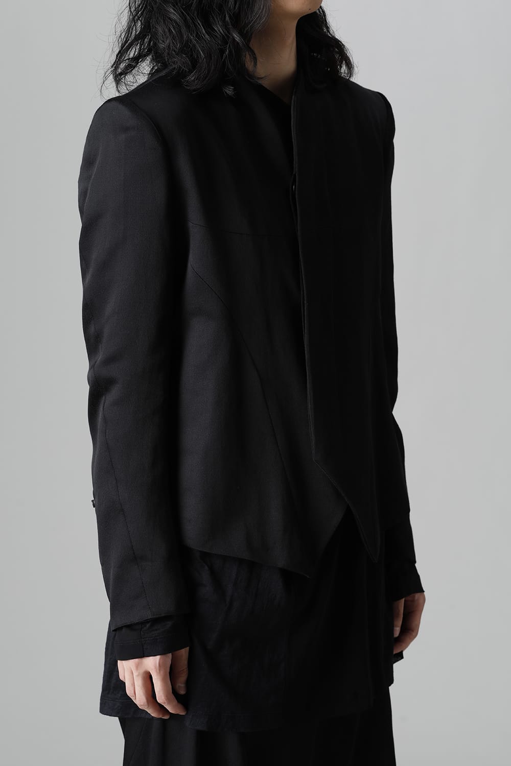 Satin jacquard Edge Tailored jacket Black