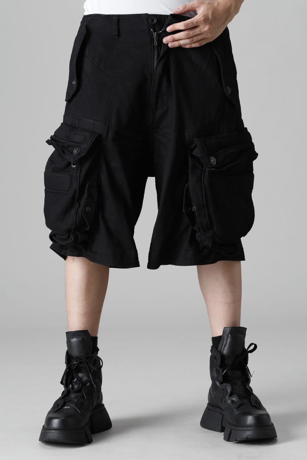 9Oz Stretch Denim Gas Mask Short Pants  Black