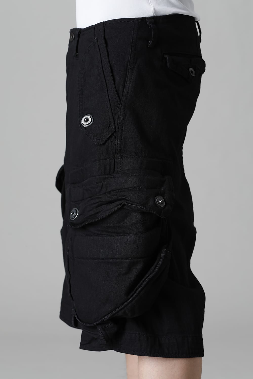 9Oz Stretch Denim Gas Mask Short Pants  Black