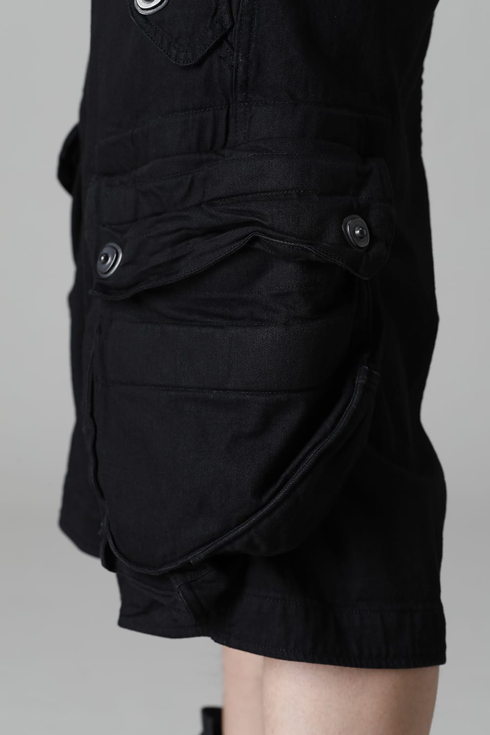 9Oz Stretch Denim Gas Mask Short Pants  Black