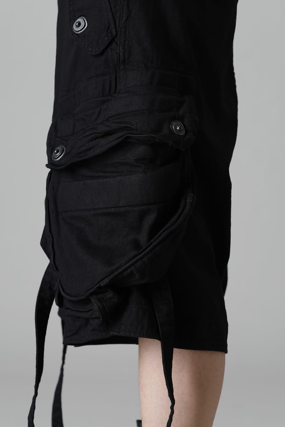 9Oz Stretch Denim Gas Mask Short Pants  Black