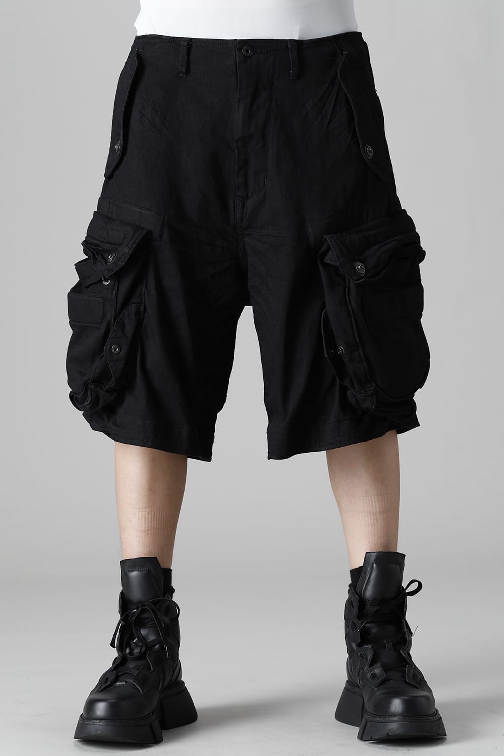 9Oz Stretch Denim Gas Mask Short Pants  Black