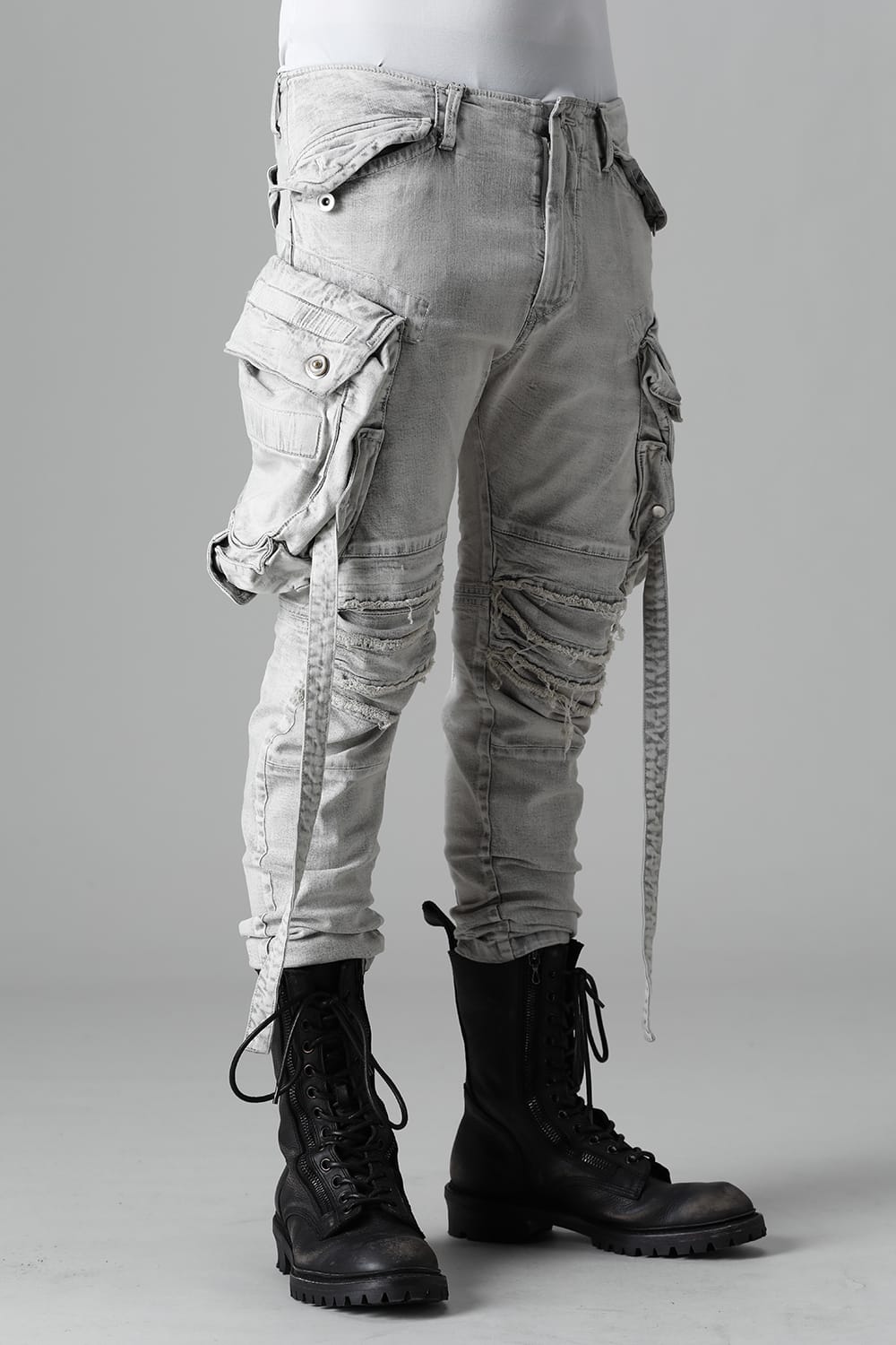 9Oz Stretch Denim Gas Mask Skinny Pants Plaster