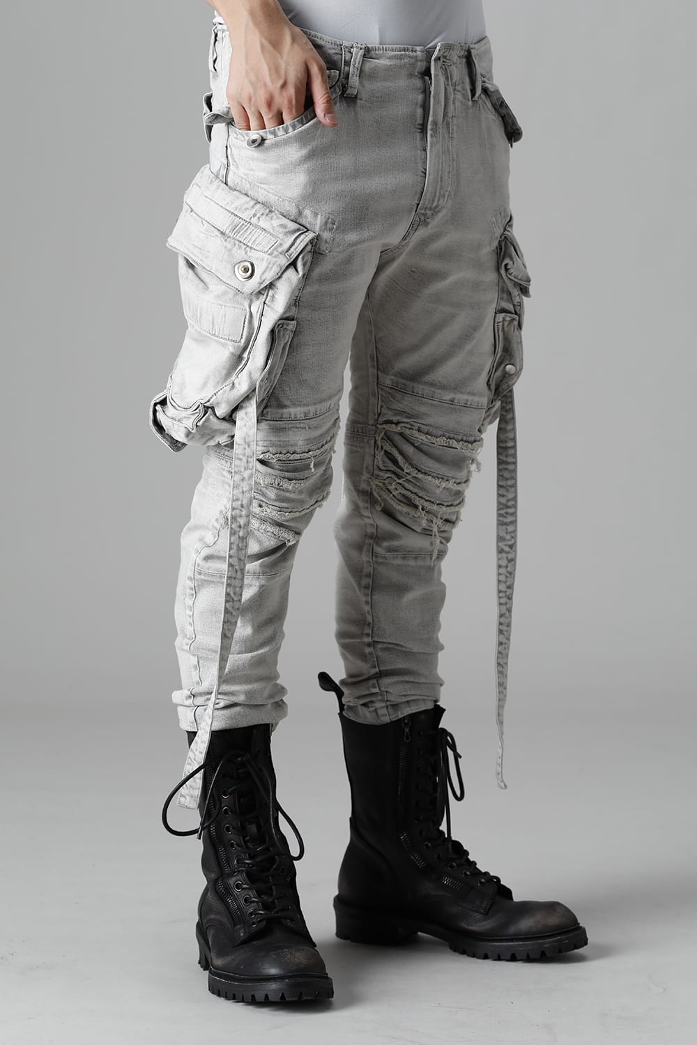 9Oz Stretch Denim Gas Mask Skinny Pants Plaster