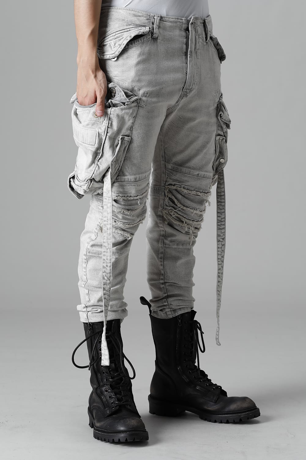 9Oz Stretch Denim Gas Mask Skinny Pants Plaster