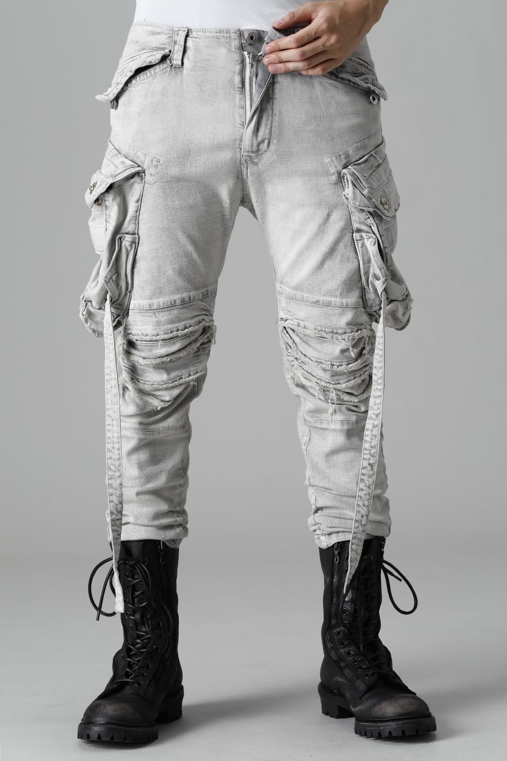 9Oz Stretch Denim Gas Mask Skinny Pants Plaster