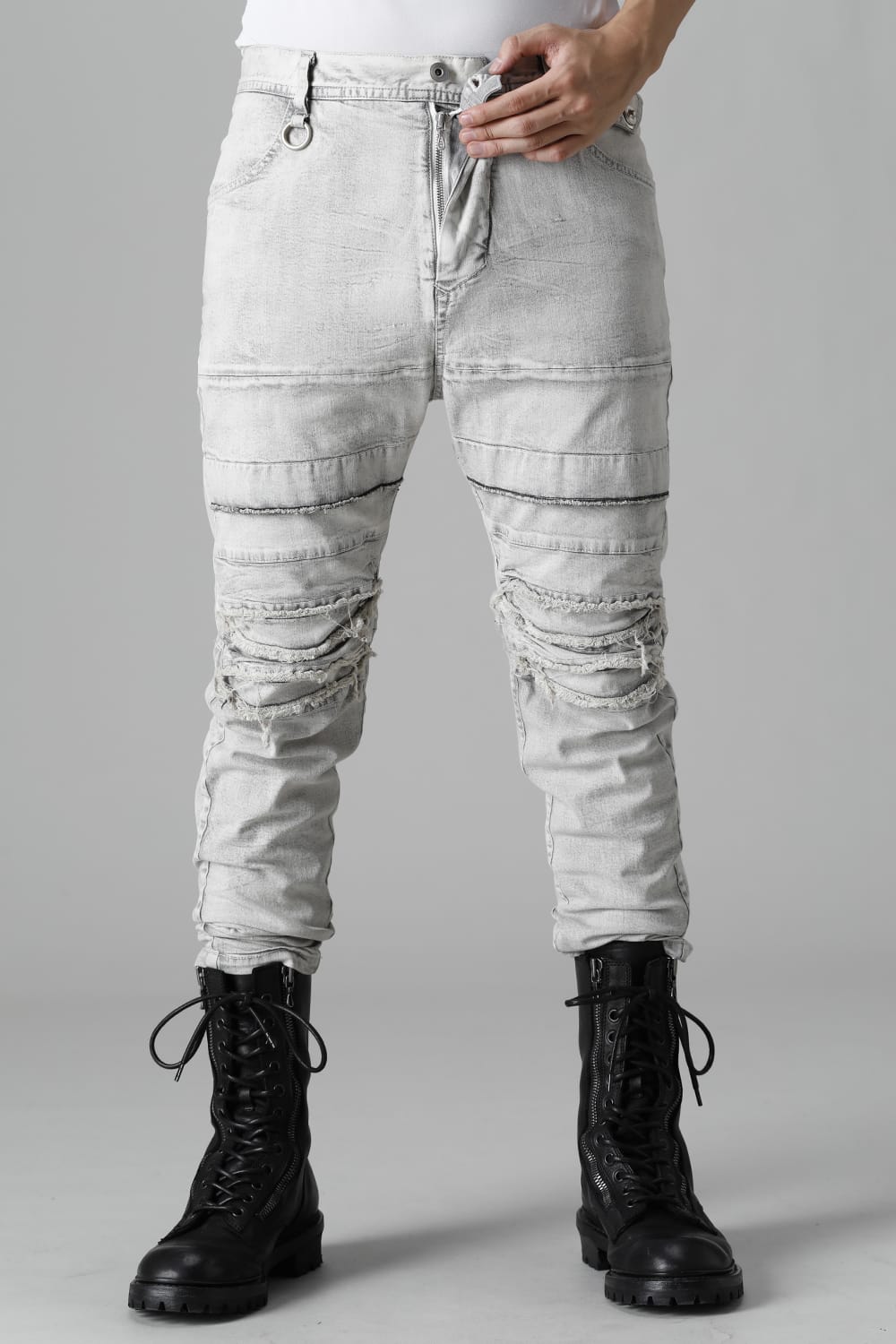 9oz Stretch Denim Biker Pants Plaster