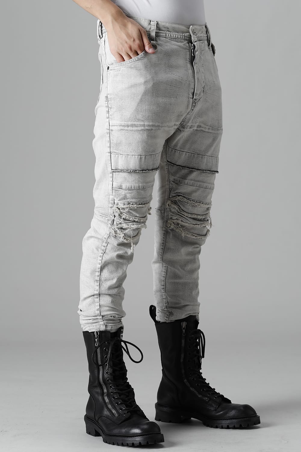 9oz Stretch Denim Biker Pants Plaster