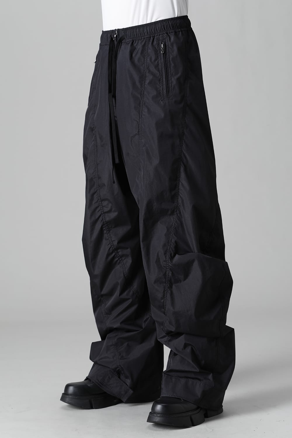 Nylon Silk Taffeta Trousers  Black
