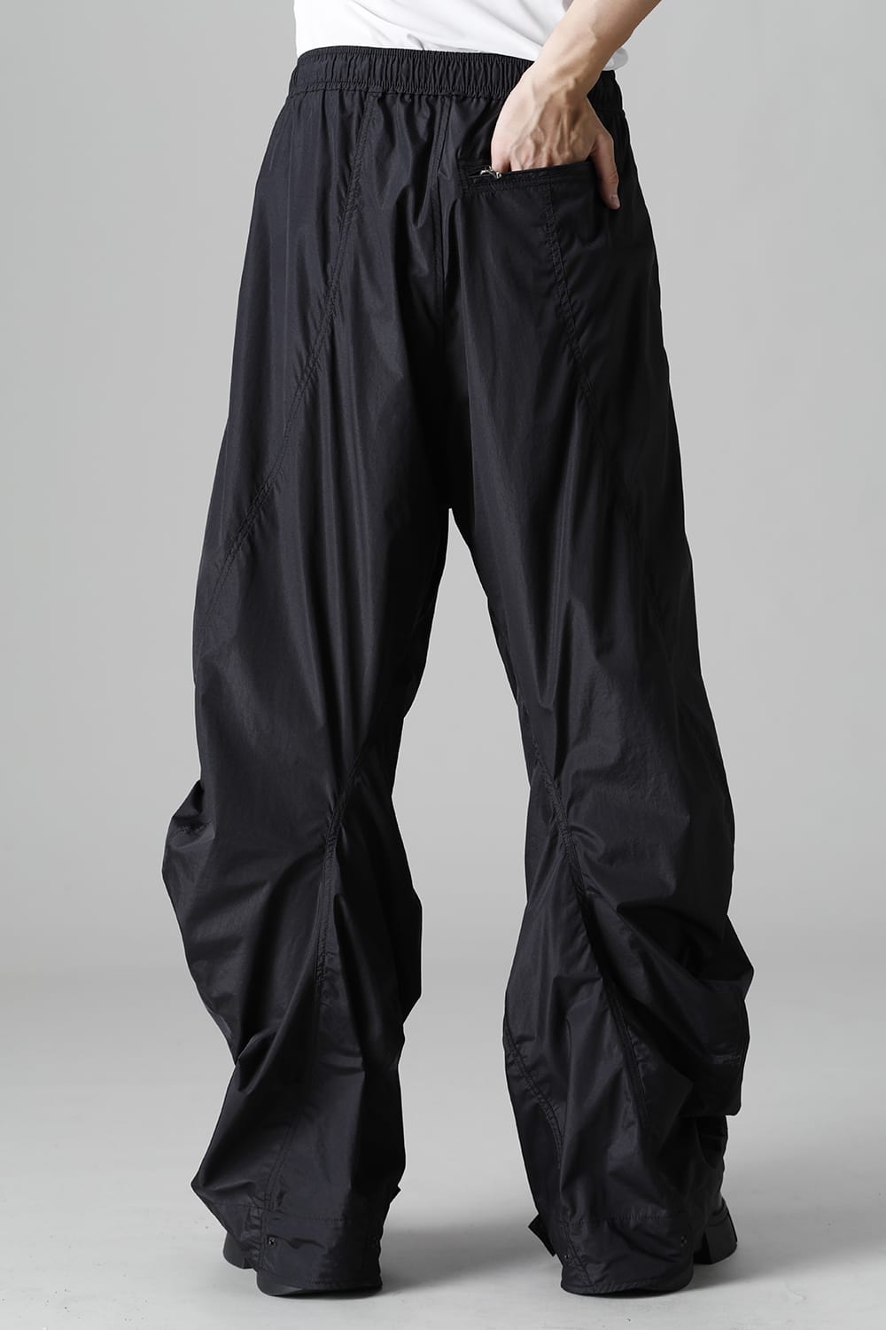 Nylon Silk Taffeta Trousers  Black