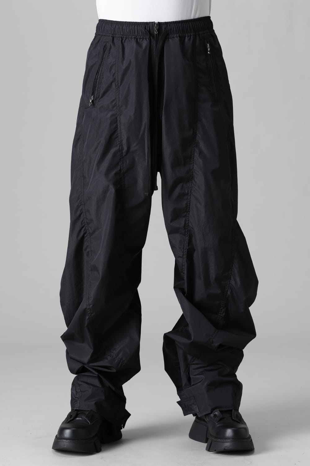 Nylon Silk Taffeta Trousers  Black