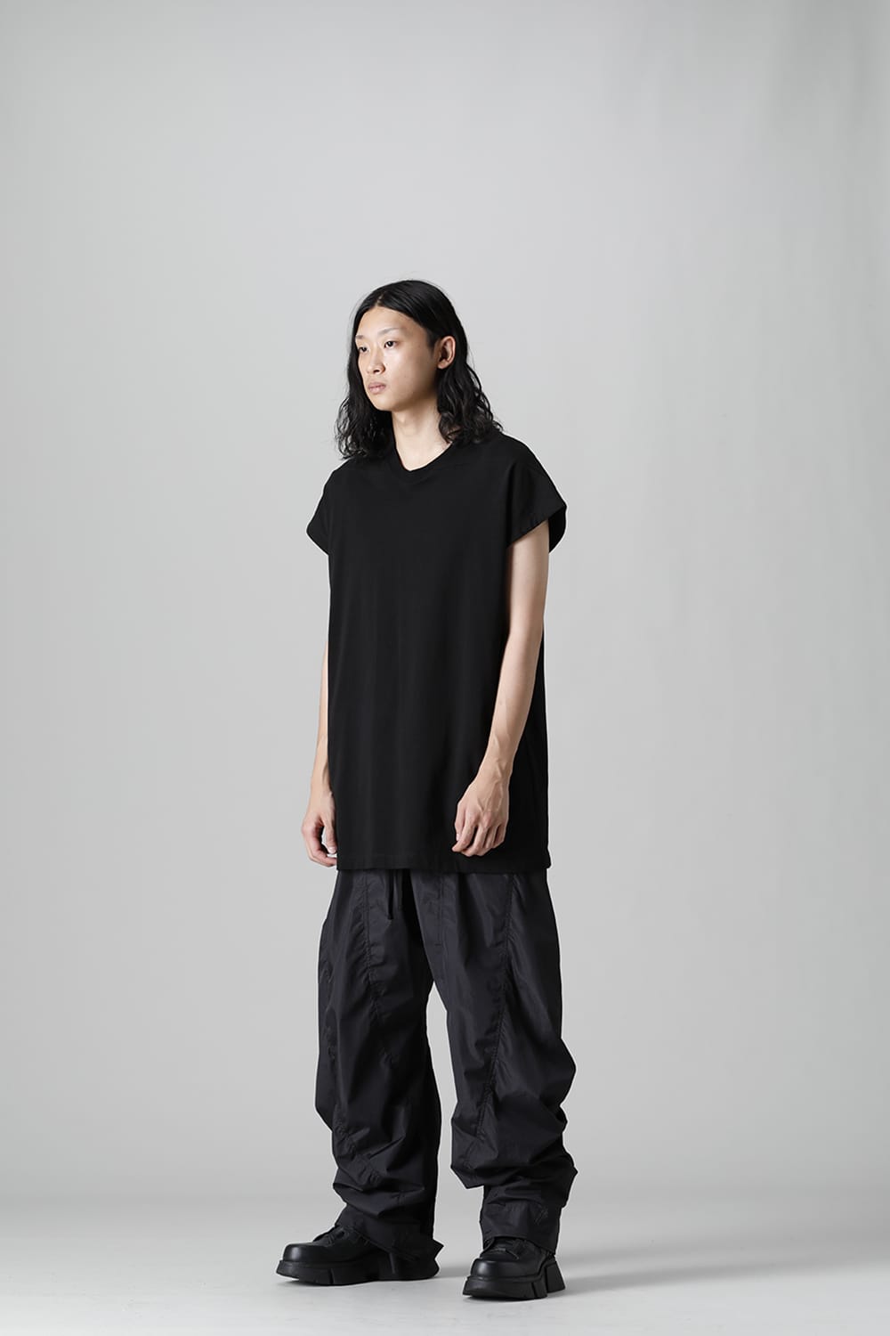 Nylon Silk Taffeta Trousers  Black