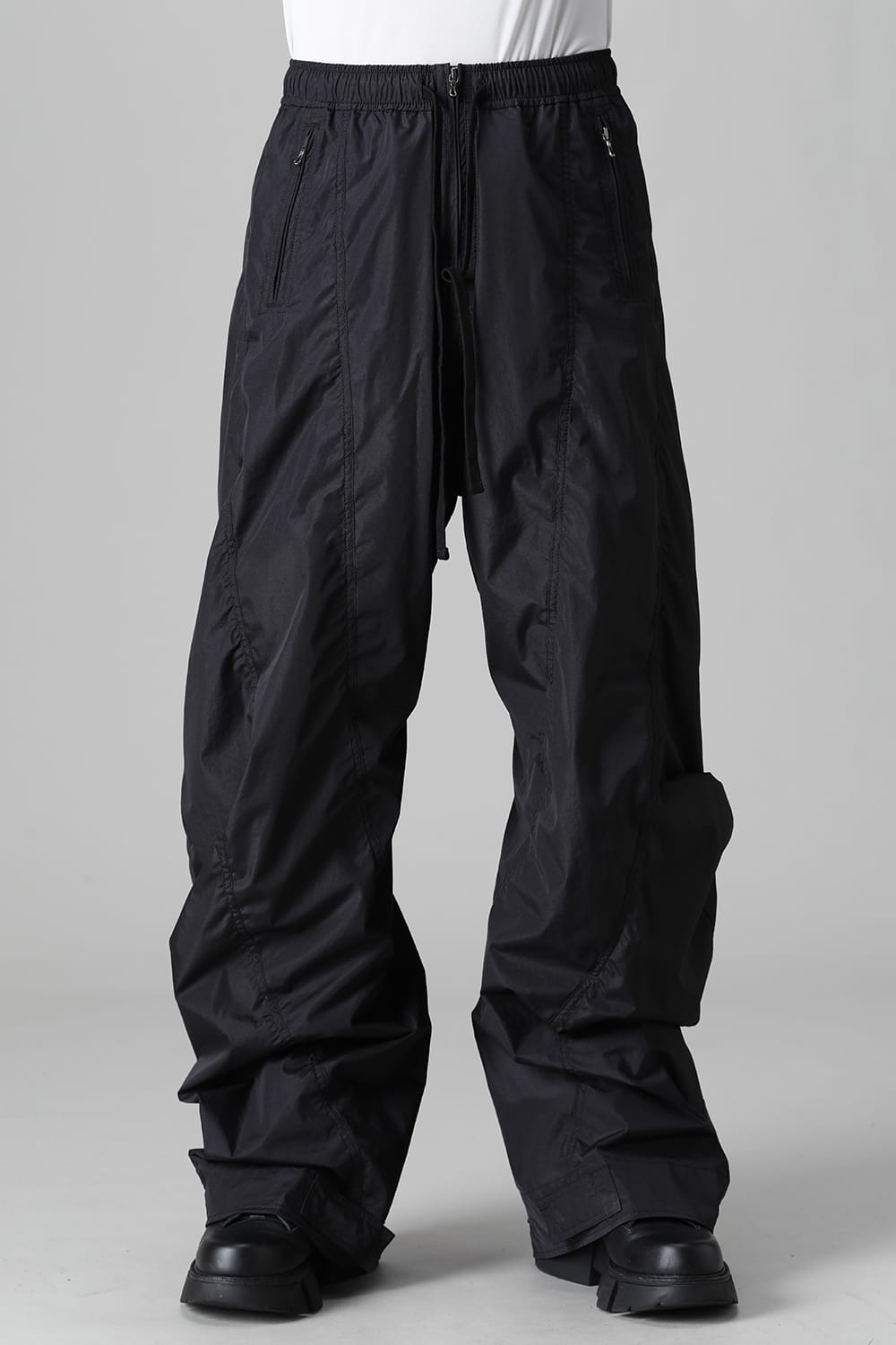 Nylon Silk Taffeta Trousers  Black