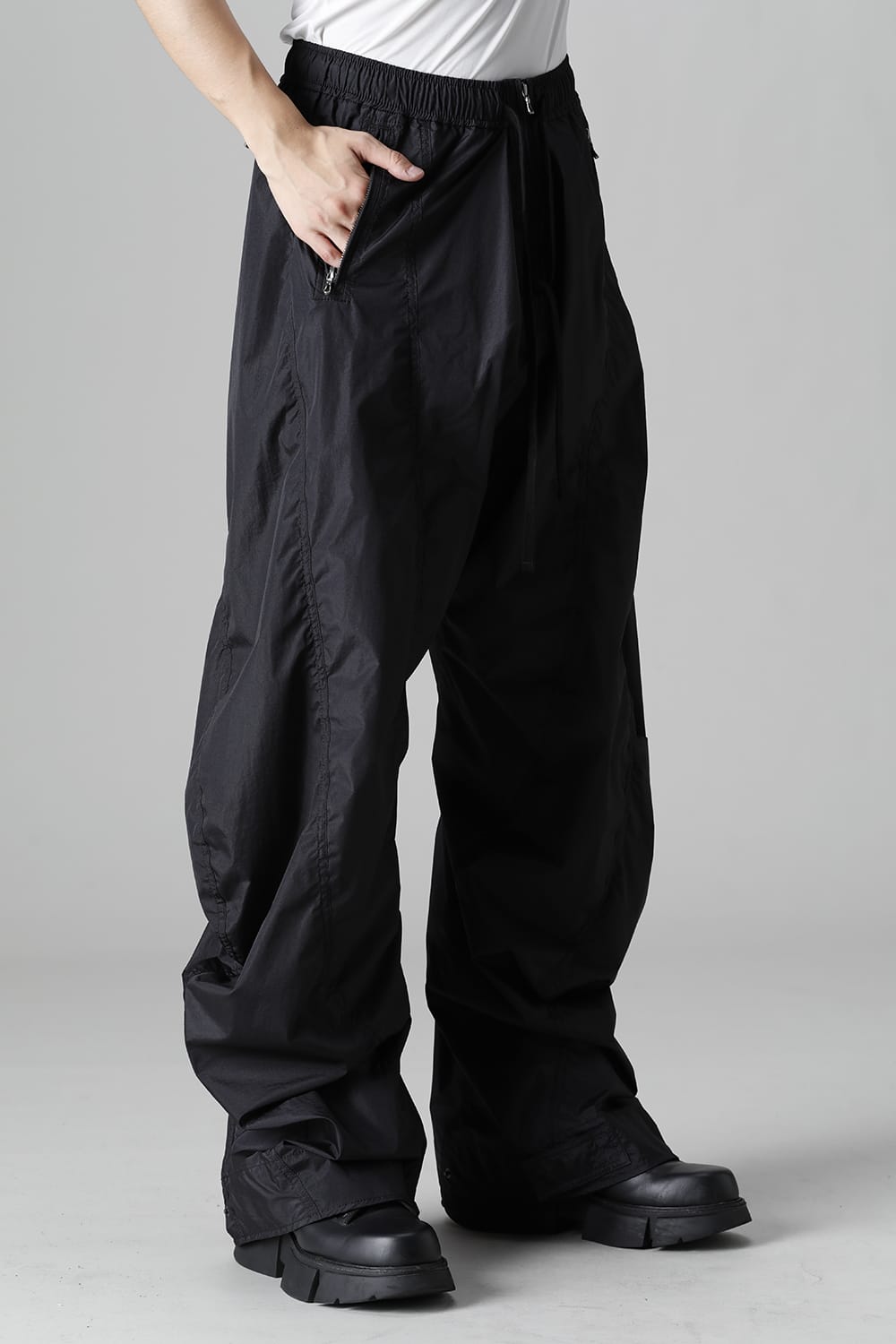 Nylon Silk Taffeta Trousers  Black