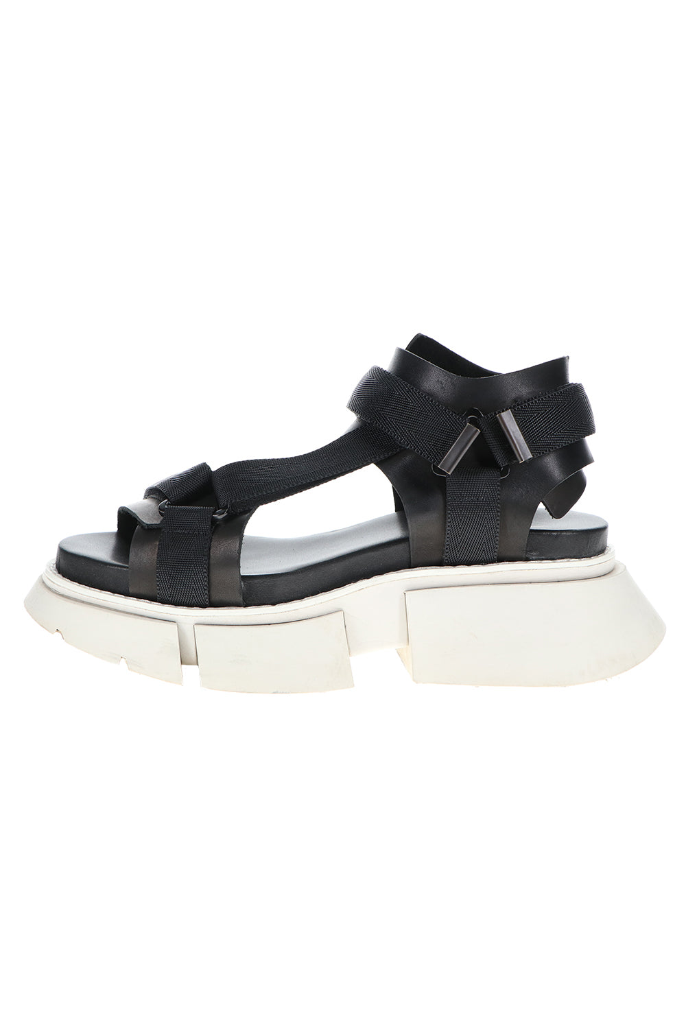 Poly Strap Over Sandal Black × Gray