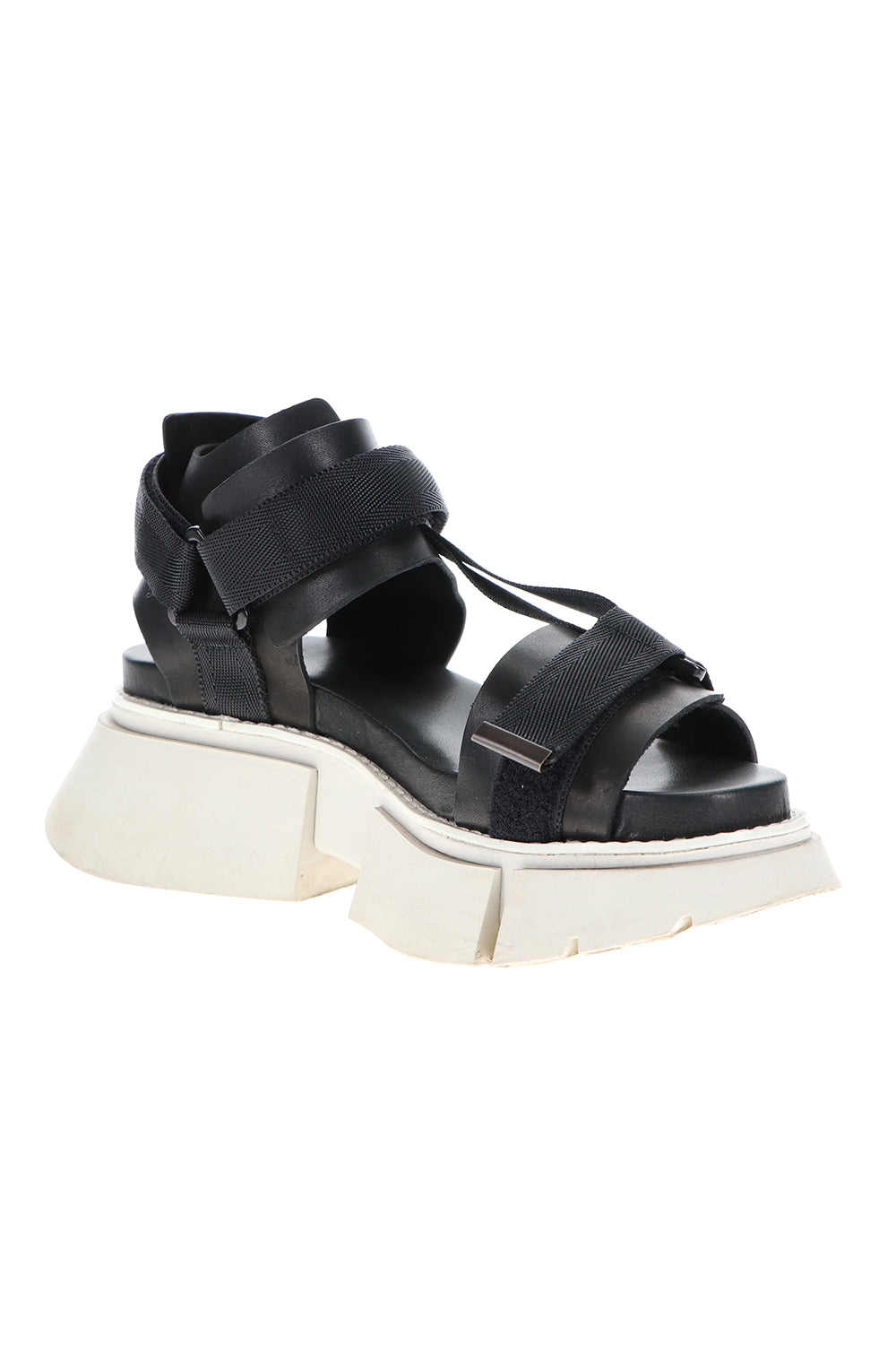Poly Strap Over Sandal Black × Gray
