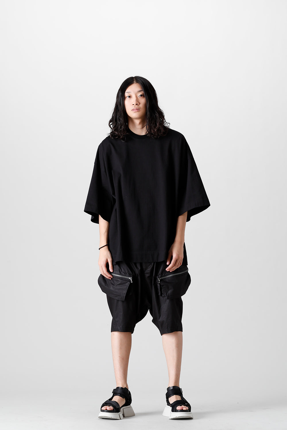 Crop Wide Short sleeve T-shirts Black