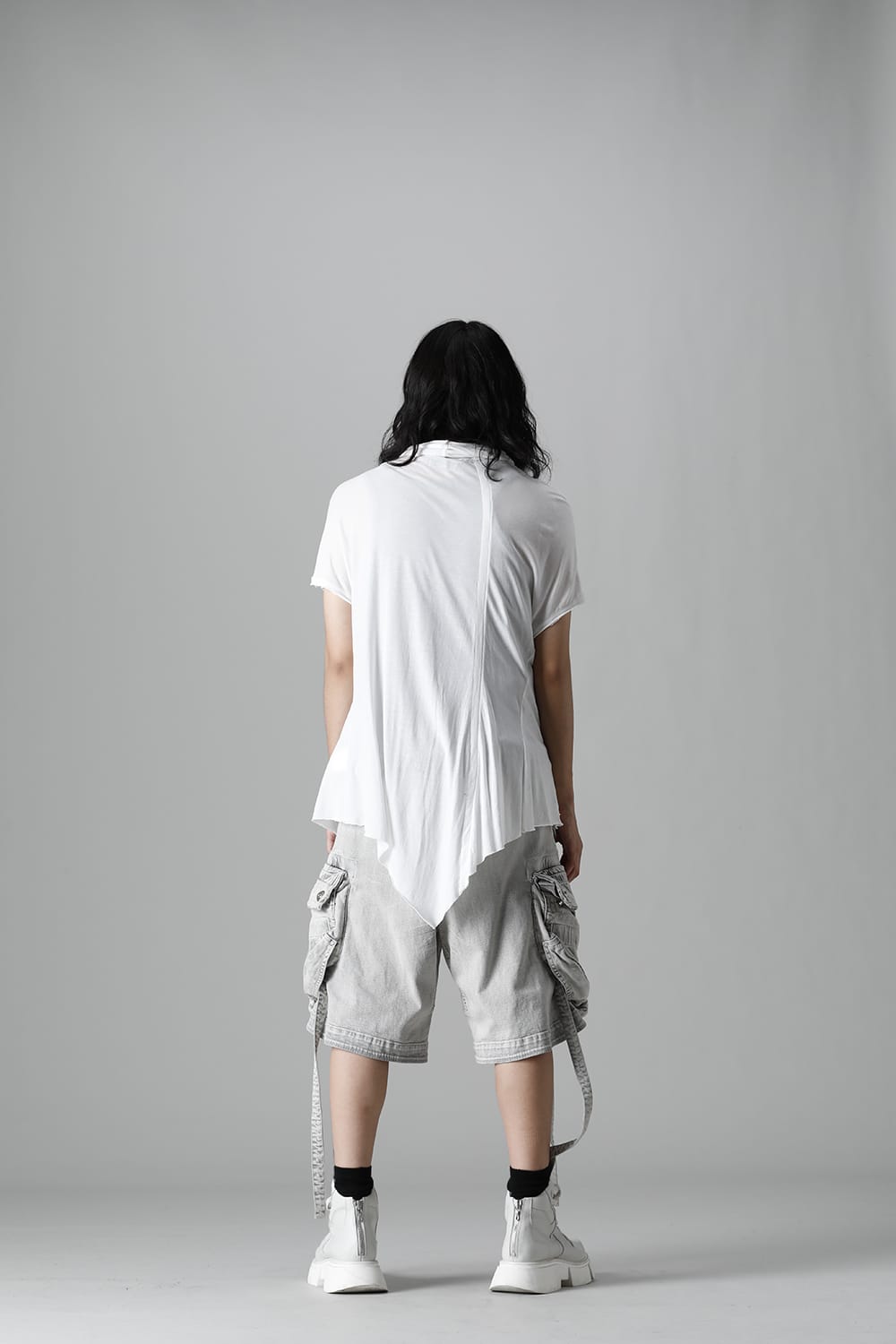 Cotton Cupro Jersey Drape Neck Cutsewn Off White