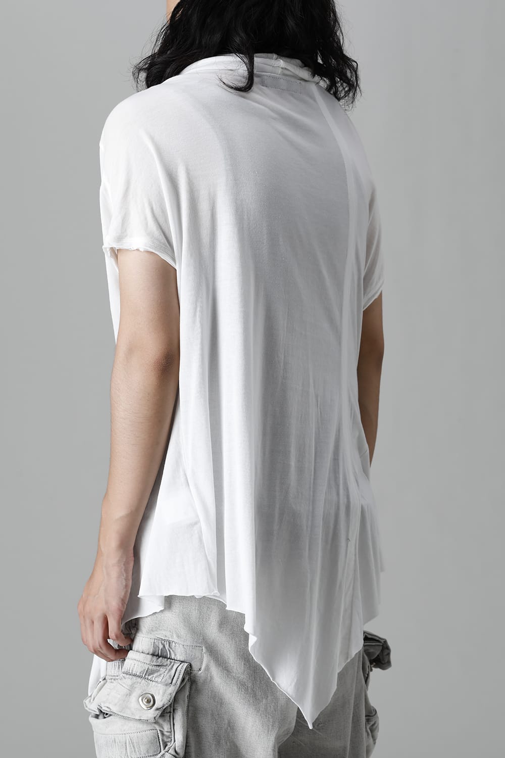 Cotton Cupro Jersey Drape Neck Cutsewn Off White