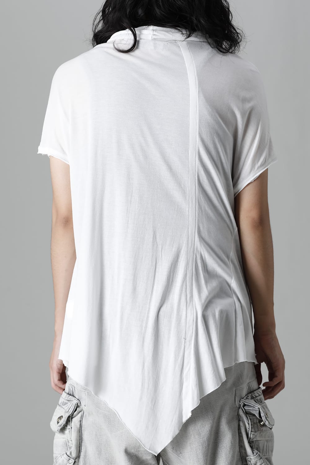 Cotton Cupro Jersey Drape Neck Cutsewn Off White