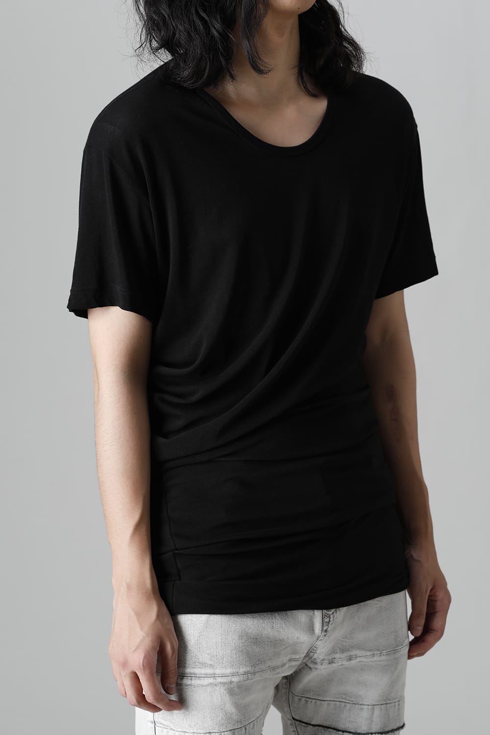 Cotton Cupro Jersey Drape Cutsewn Black