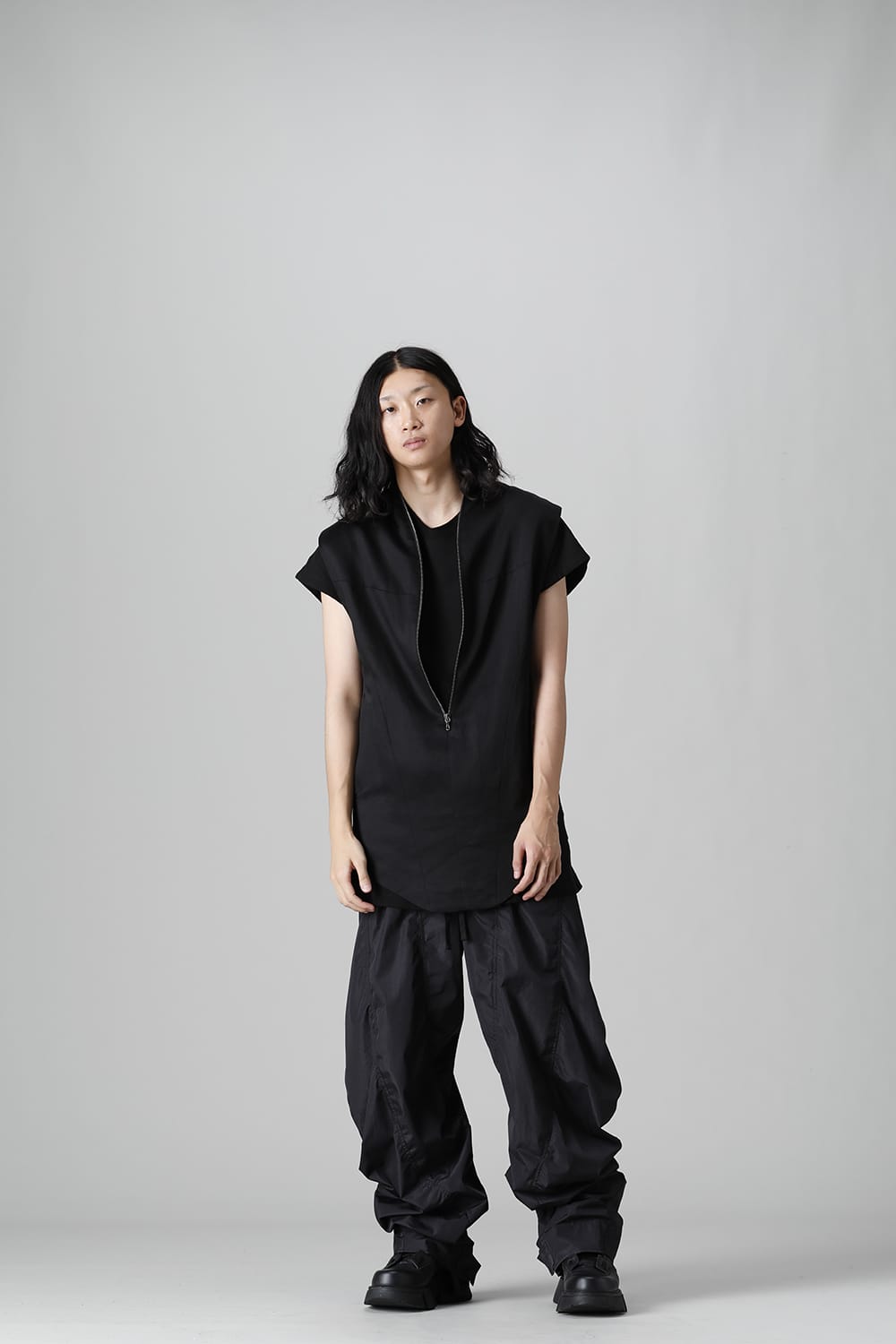 Satin jacquard Vest Black