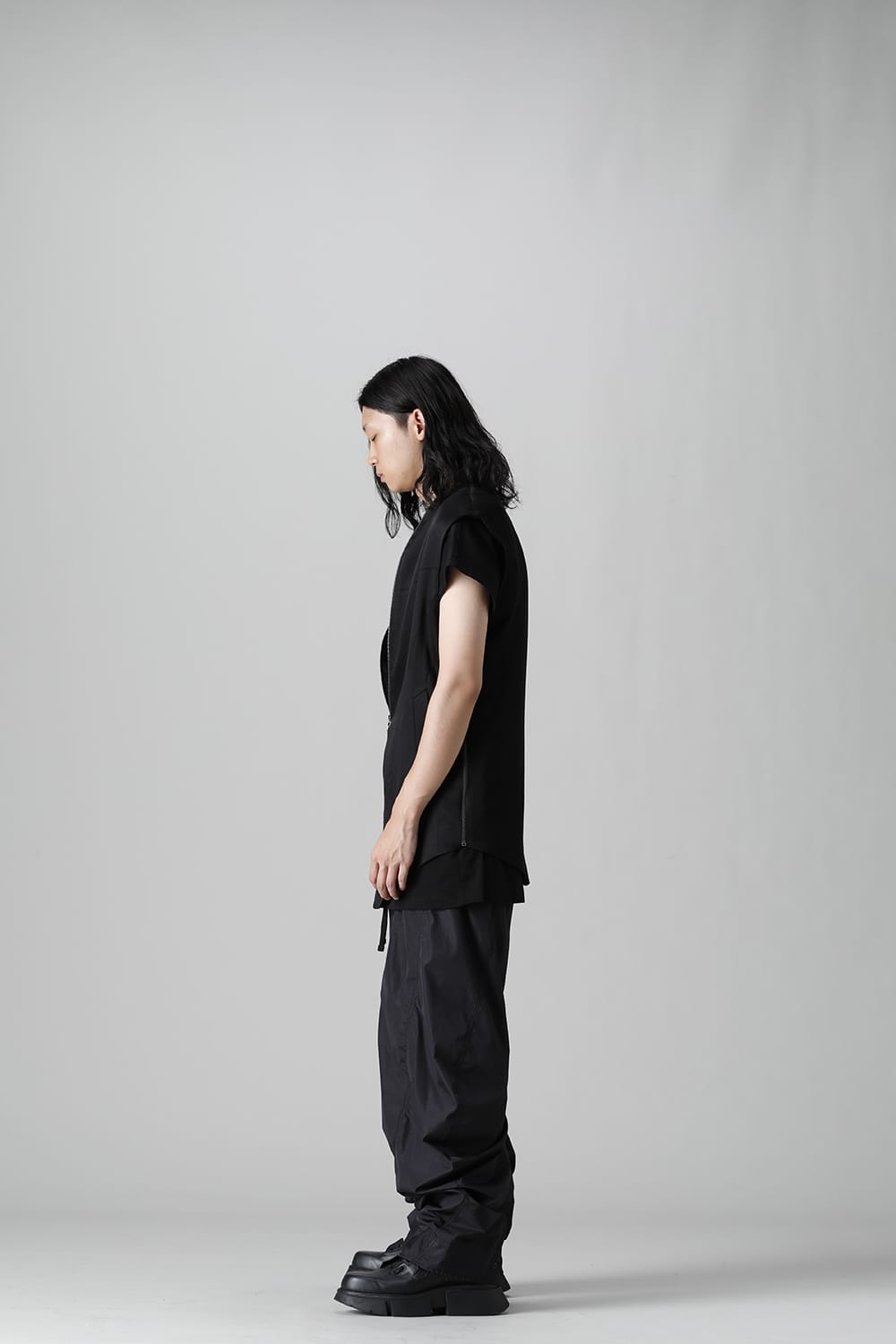 Satin jacquard Vest Black