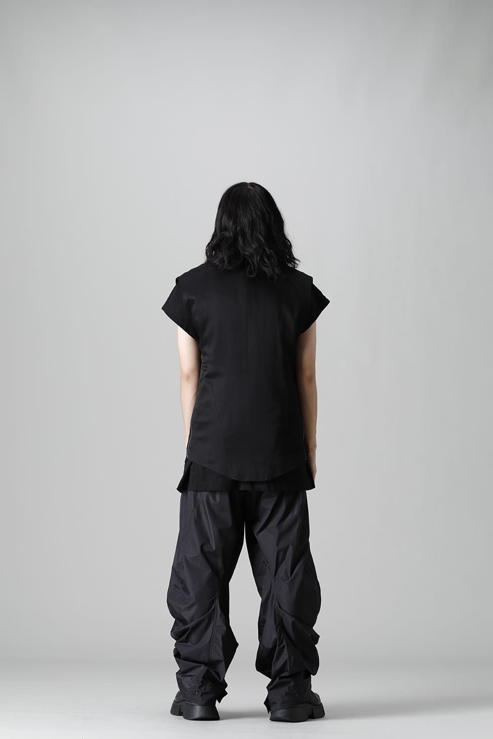 Satin jacquard Vest Black