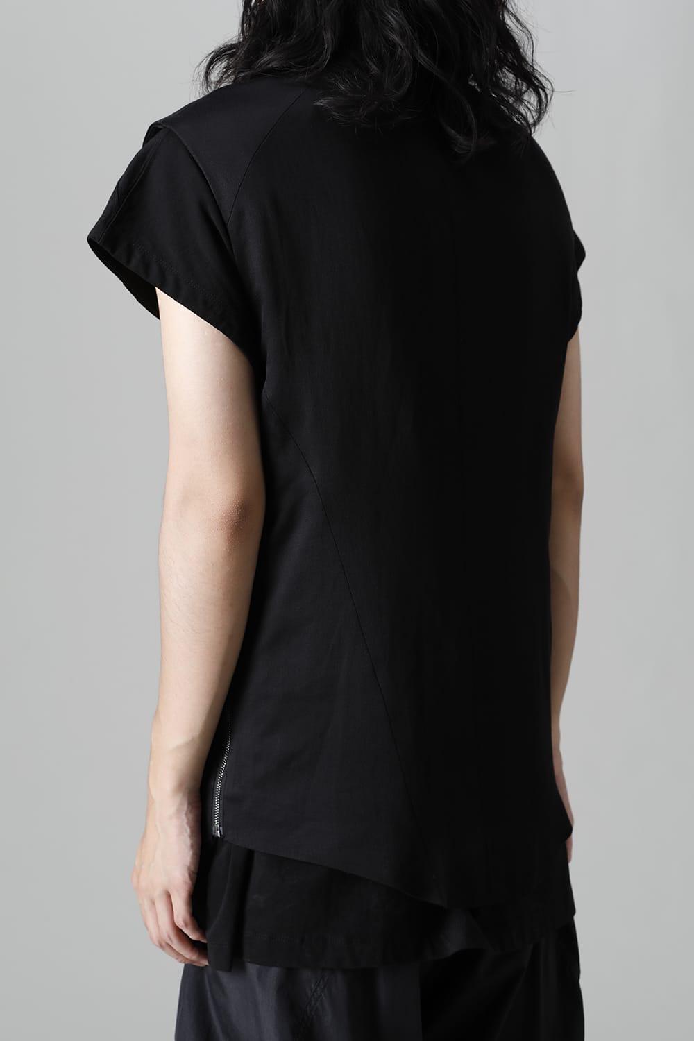 Satin jacquard Vest Black