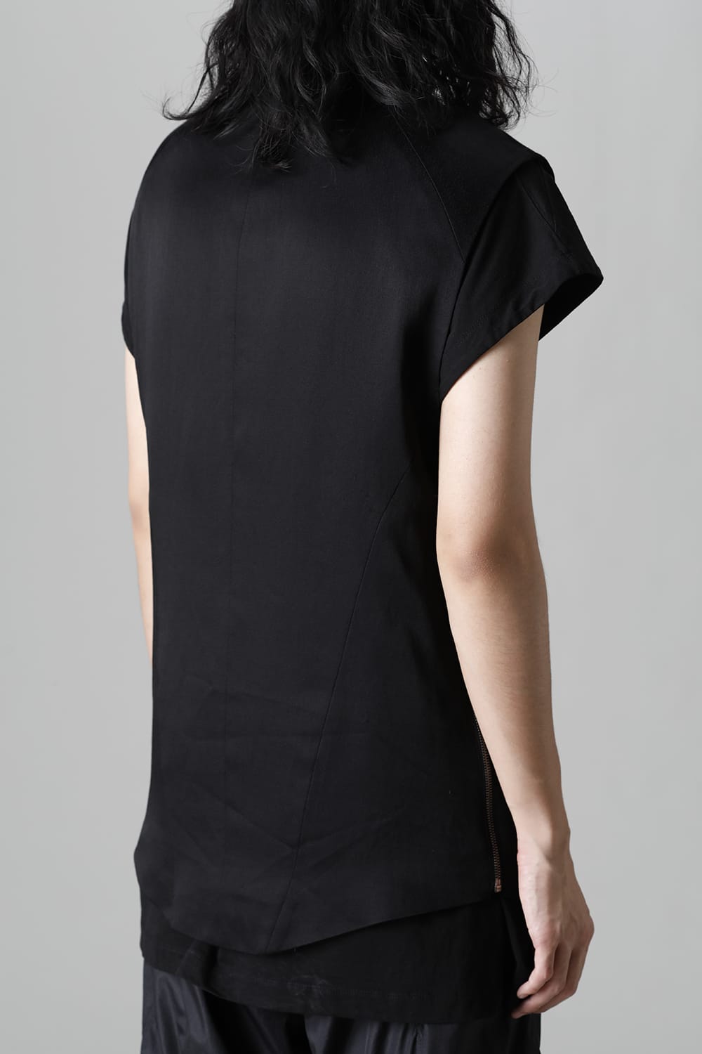 Satin jacquard Vest Black