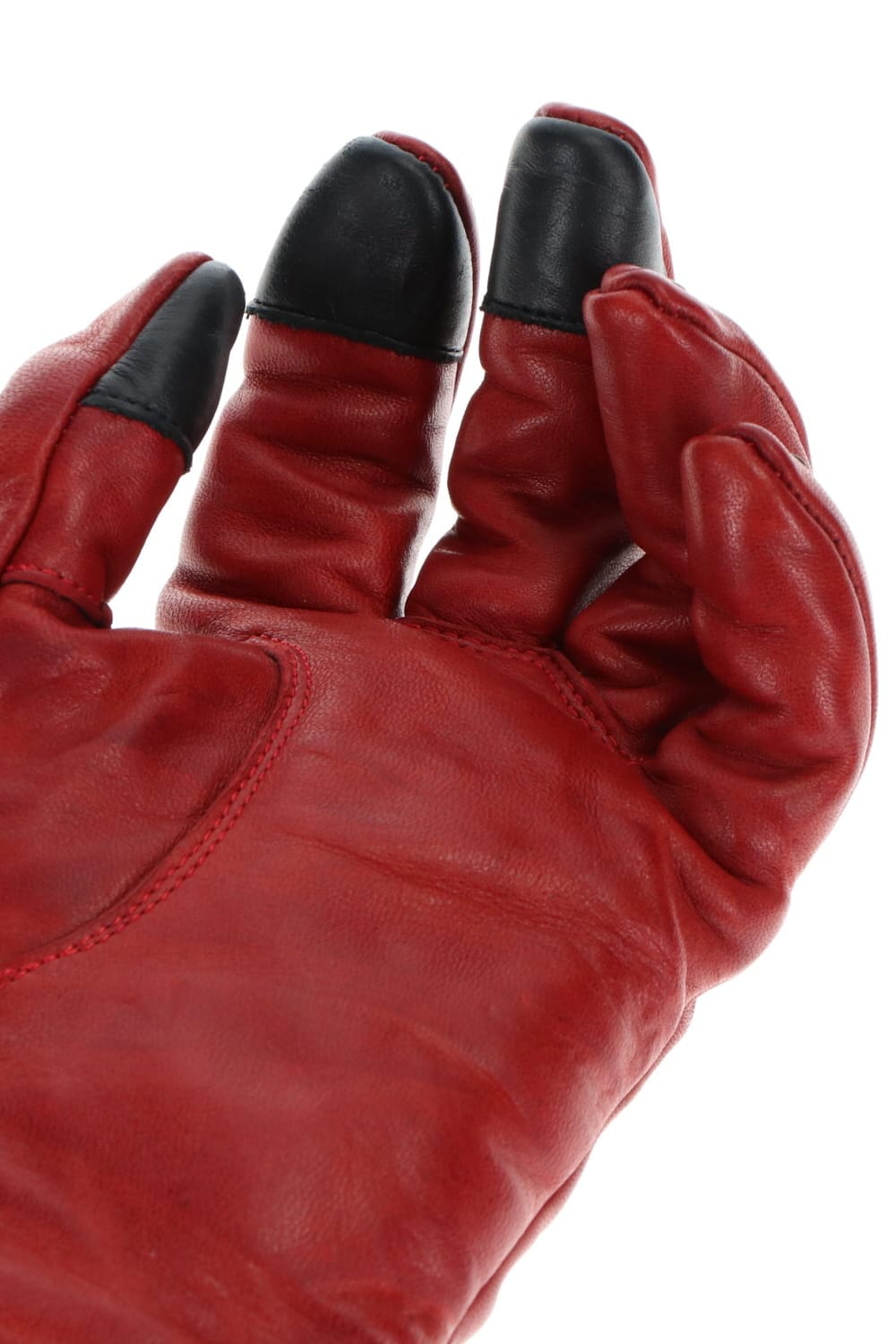 Horse Leather Nail ZIP Gloves Red