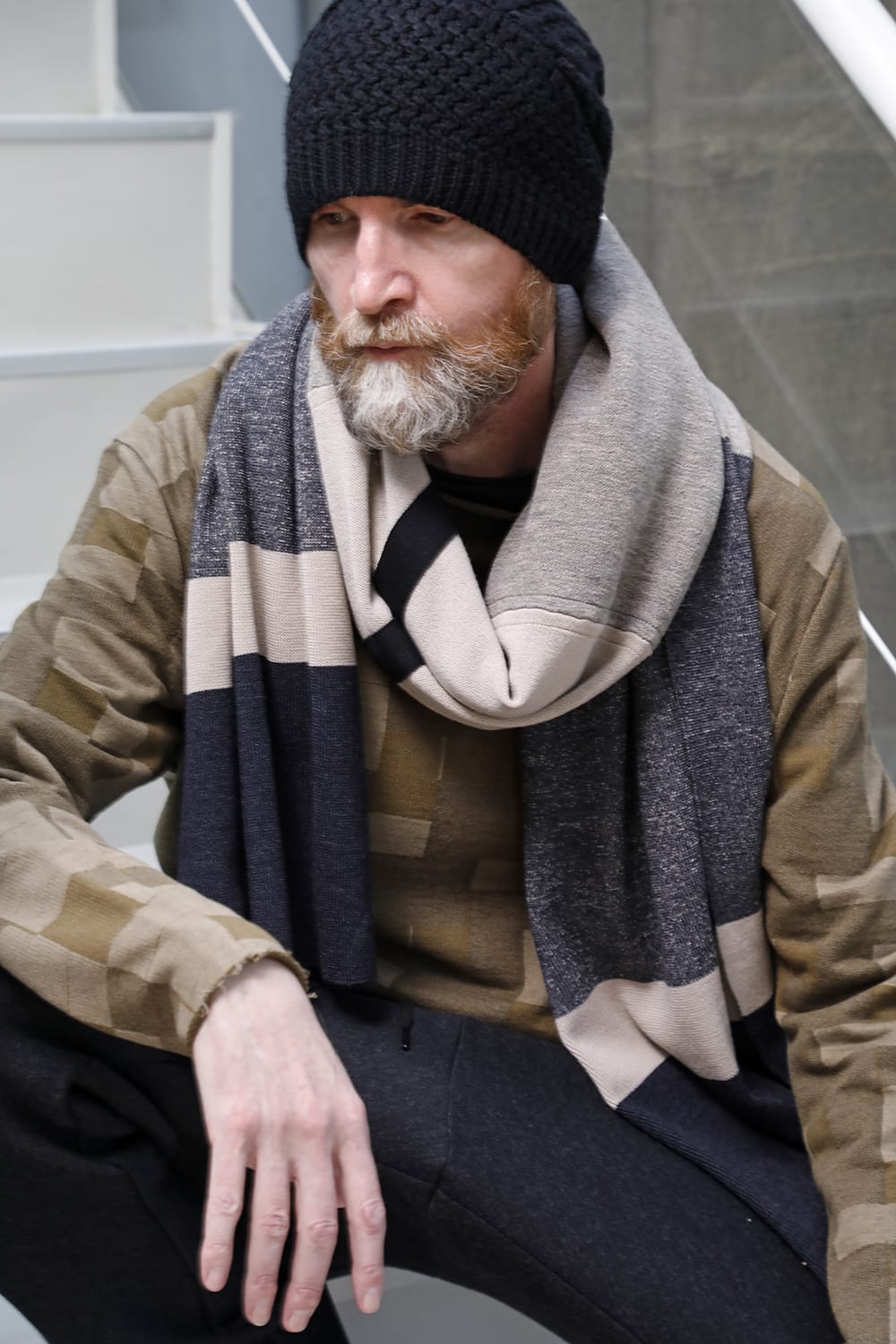 Jacquard stole merino wool