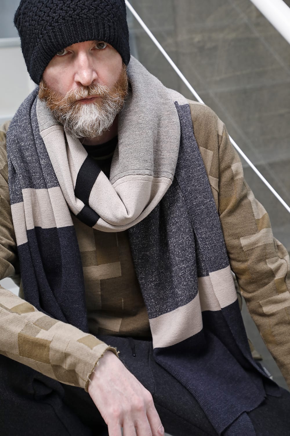 Jacquard stole merino wool